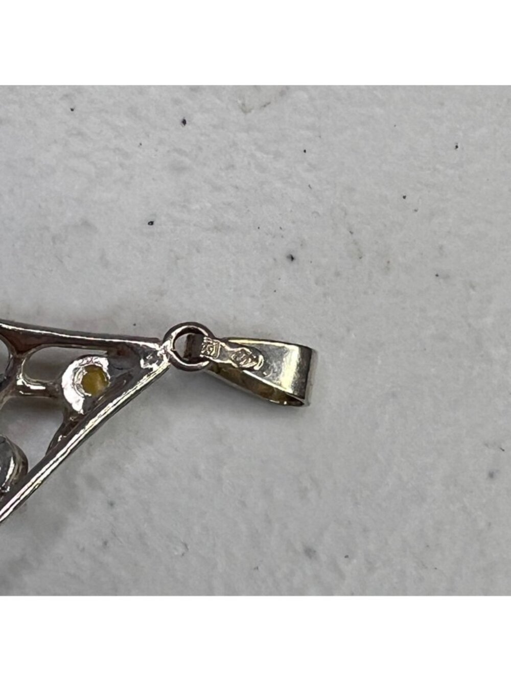 Teardrop Sterling Silver Pendant W/ Multi-Color Amber Stones & Turquoise Accent - Picture 7 of 12